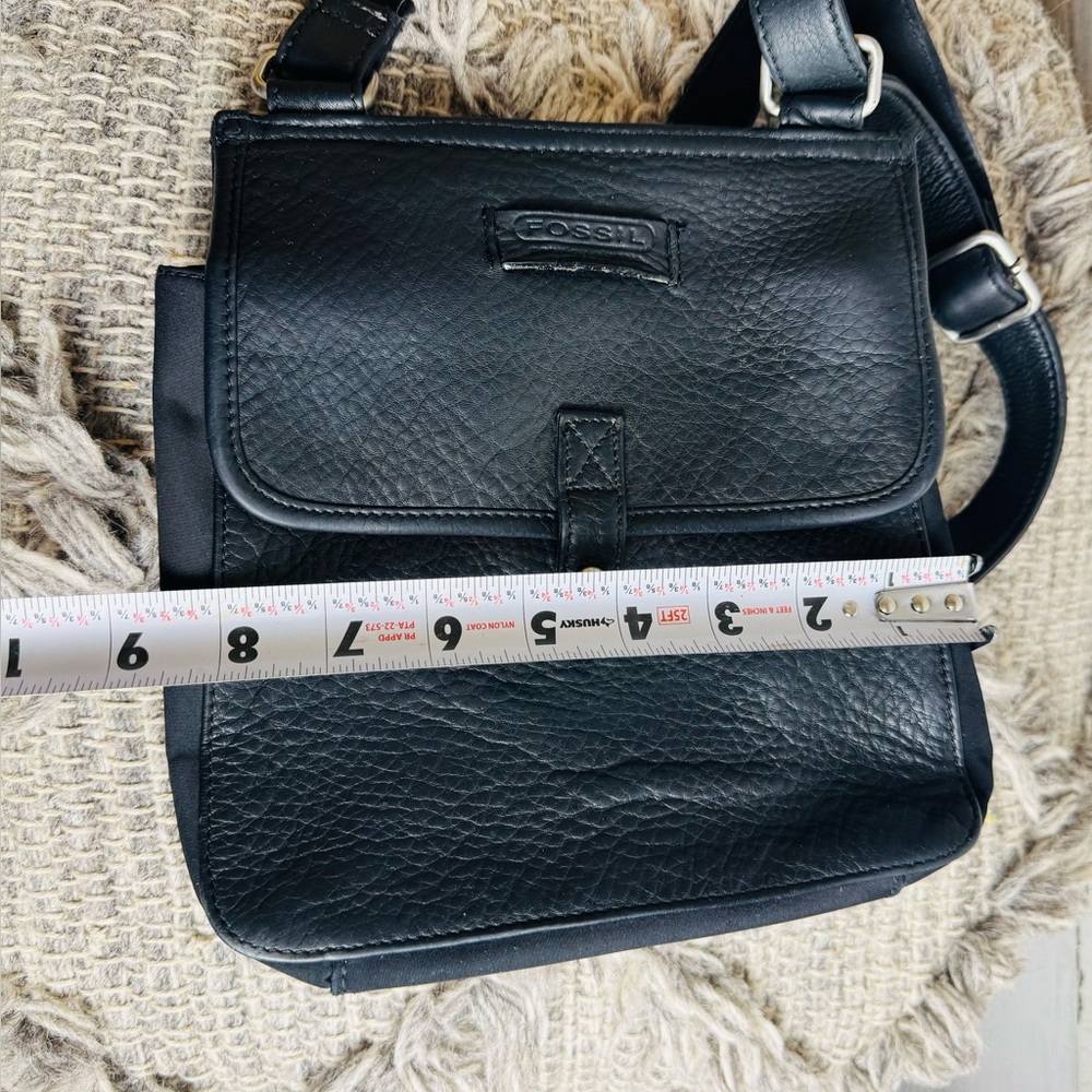 Fossil Crossbody Purse Bag - Fossil Black Leather Crossbody - Picture 7 of 9